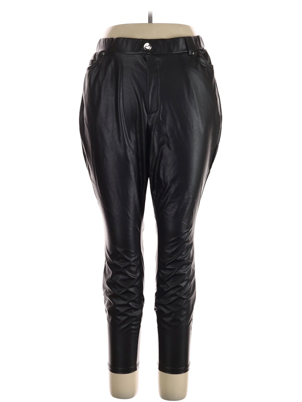 BloomChic Black Faux Leather Ankle Pants